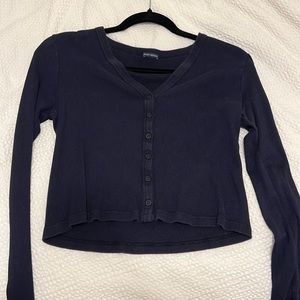 Navy blue long sleeve top with buttons
